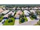 Scenic aerial view of an upscale residential neighborhood showcasing lush landscaping and well-maintained properties at 1364 Berkshire Ct, Venice, FL 34292