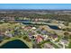 Scenic aerial view of a residential area featuring homes, lakes, and green spaces at 3336 Lakeside Cir, Parrish, FL 34219