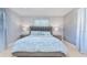 Comfortable bedroom with a king-size bed, light blue bedding, and matching curtains at 4147 Augustine Ave, Sarasota, FL 34231