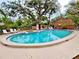 Large in-ground pool surrounded by concrete deck and lawn chairs, trees, and perimeter fencing at 1407 Willow Oak Cir, Bradenton, FL 34209