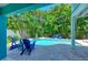 A backyard pool with lounge chairs and lush tropical landscaping at 312 61St St # A, Holmes Beach, FL 34217