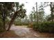Lush landscape with a sandy path, tall trees and diverse foliage and shady spots at 8570 Tropicaire Blvd, North Port, FL 34291