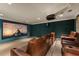 Home theater with leather seating, projector screen, and ambient lighting for an immersive experience at 1067 Westway Dr, Sarasota, FL 34236