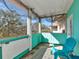 Charming screened balcony with aqua accents, comfortable seating, and a tranquil outdoor space for relaxation at 4802 51St W St # 1811, Bradenton, FL 34210
