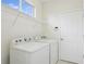 Convenient laundry room featuring a washer, dryer, and shelving at 8134 Coates Row Pl, Bradenton, FL 34201