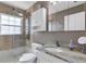 Bathroom with a shower, toilet, and a vanity with a sink and a granite countertop at 3708 Chinaberry Rd, Bradenton, FL 34208