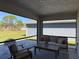Covered patio offers a shaded seating area with comfortable outdoor furniture and view of a grassy backyard at 2556 Averland Loop, North Port, FL 34287