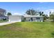 Charming single-story house with blue door and a spacious well-maintained lawn at 400 Dona Dr, Nokomis, FL 34275