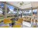 Screened in porch with outdoor furniture offers beautiful views of the manicured lawn and mature landscaping at 276 Cerromar Way # 60, Venice, FL 34293