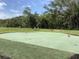 Landscaped putting green with flags and mature trees for shade and privacy at 25188 Marion Ave # E208, Punta Gorda, FL 33950