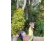 Unique yard decor featuring colorful rooster and vibrant bromeliads at 3301 River Woods Dr, Parrish, FL 34219