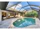 A screened-in lanai and pool area with ample seating providing a perfect outdoor retreat at 6612 Saint James Xing, University Park, FL 34201