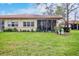 Spacious backyard featuring a lush lawn, mature landscaping, and a well-maintained exterior at 3370 E Chelmsford Ct # 49, Sarasota, FL 34235