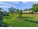 Spacious backyard featuring lush green lawn, manicured trees, and privacy landscaping at 5556 Cantucci St, Nokomis, FL 34275