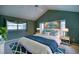 Inviting main bedroom with accent wall, blue bedding and side tables at 18576 Alphonse Cir, Port Charlotte, FL 33948
