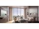 Serene main bedroom featuring a luxurious bed, city views, and designer furnishings for ultimate comfort at 590 Golden Gate Point # 905, Sarasota, FL 34236