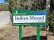 Indian Mound Park sign indicating entrance with Sarasota County affiliation and address details at 470 Leach St, Englewood, FL 34223