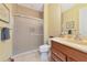 Full bathroom offering a vanity with storage, and updated shower at 5246 Manorwood Dr # 4, Sarasota, FL 34235