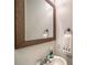 Powder room with decorative mirror, towel and fixtures at 7632 Plantation Cir, Bradenton, FL 34201