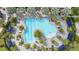 Aerial view of the community pool featuring unique design elements and surrounding lounge areas at 11419 Gallatin Trl, Parrish, FL 34219