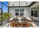 Covered outdoor dining space with seating for six, perfect for al fresco meals and entertaining guests at 11419 Gallatin Trl, Parrish, FL 34219