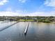 Picturesque view of a serene waterfront community with private docks extending into the calm bay waters at 4620 Riverview Blvd, Bradenton, FL 34209