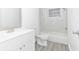 Bathroom featuring a white vanity, and a shower/tub with a clear curtain at 6124 Green View Dr # 139, Sarasota, FL 34231