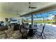 Relaxing lanai area overlooking a pool and picturesque golf course views at 15209 Montello Way, Bradenton, FL 34211