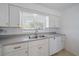 Close up on kitchen sink, counter, and cabinets with a window with a view at 3048 Lockwood Ter, Sarasota, FL 34231