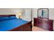 Bedroom features a wooden dresser and a large window with blue curtains at 4110 Noble Pl, Parrish, FL 34219