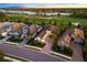 A scenic view of real estate homes located on a manicured golf course with water features at 15520 Castle Park Ter, Lakewood Ranch, FL 34202