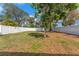 Expansive backyard with mature trees, fully fenced with a white fence for privacy and security at 3457 50Th N Ave, St Petersburg, FL 33714