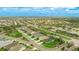 An aerial view of a residential neighborhood showing a home with a screened-in pool at 3839 Autumn Fern Ter, Sarasota, FL 34243