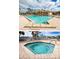 Community pool and hot tub with ample lounging space and a clubhouse in a residential area at 8503 Gateway Ct, Englewood, FL 34224