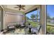 Relaxing screened lanai with comfortable seating and serene lake views, perfect for enjoying the outdoors in comfort at 17026 Loudon Pl, Bradenton, FL 34202