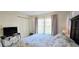 Comfortable bedroom with a queen bed, television and large window at 3630 White Pine Ct # 138, Sarasota, FL 34238