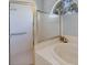 Close up on bathroom featuring a soaking tub and glass shower at 4705 Sweetmeadow Cir, Sarasota, FL 34238
