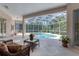 Cozy, inviting, and partially furnished, this pool area provides a peaceful and relaxing outdoor space at 4705 Sweetmeadow Cir, Sarasota, FL 34238