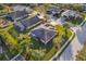 Aerial view of homes with well-manicured lawns and mature trees in a residential neighborhood at 5814 117Th E Ter, Parrish, FL 34219