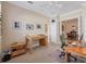 Versatile office featuring ample workspace, crown molding, and neutral carpet at 1720 85Th Nw Ct, Bradenton, FL 34209