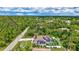 Aerial shot of a house with solar panels surrounded by lush greenery in a suburban neighborhood at 2625 Yuma Ave, North Port, FL 34286