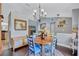 Comfortable dining area boasts modern lighting, hardwood floors, and neutral wall colors at 2625 Yuma Ave, North Port, FL 34286