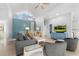 Bright, expansive living room boasting high ceilings, neutral tones, comfortable seating, and lots of natural light at 527 Magnolia Ave, Anna Maria, FL 34216