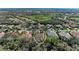 Aerial view of neighborhood with dense tree coverage showing pool, tile roofs and community at 3751 Eagle Hammock Dr, Sarasota, FL 34240