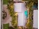 Stunning aerial view of a property with a pool, lush landscaping, and proximity to the beach at 6201 Holmes Blvd, Holmes Beach, FL 34217