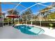 Screened-in pool area with an in-ground pool and an umbrella table at 8803 18Th Nw Ave, Bradenton, FL 34209