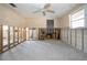 Bedroom showing framing with ceiling fan and window at 1541 Shelburne Ln, Sarasota, FL 34231