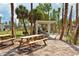 Relaxing picnic area at Siesta Beach with wooden tables shaded by trees, great for enjoying a meal outdoors at 514 Ralph St, Sarasota, FL 34242