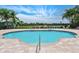 The community pool is perfect for swimming and lounging with chairs and landscaping overlooking the lake at 8294 Barton Farms Blvd, Sarasota, FL 34240
