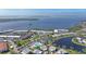An aerial view of a waterfront condominium community with pool at 4734 Independence Dr # 4734, Bradenton, FL 34210